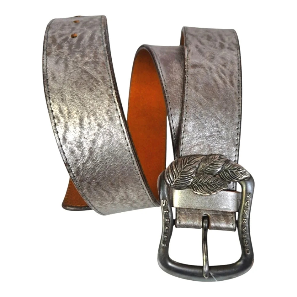 Ermanno Scervino‎ Street Metallic Leather Belt with Leaf Buckle